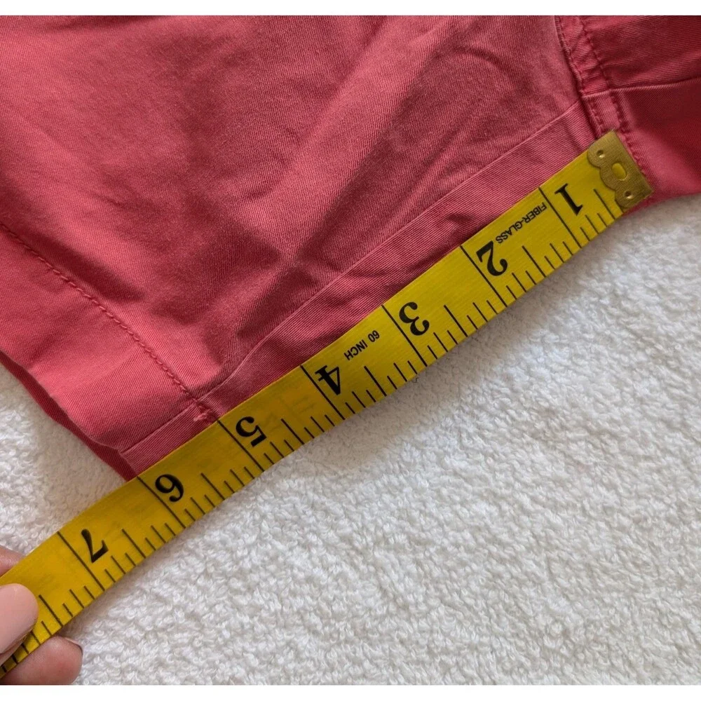 J Crew Size L Dock Shorts Coral Red Pull-On Pockets Drawstring Stretch Preppy
